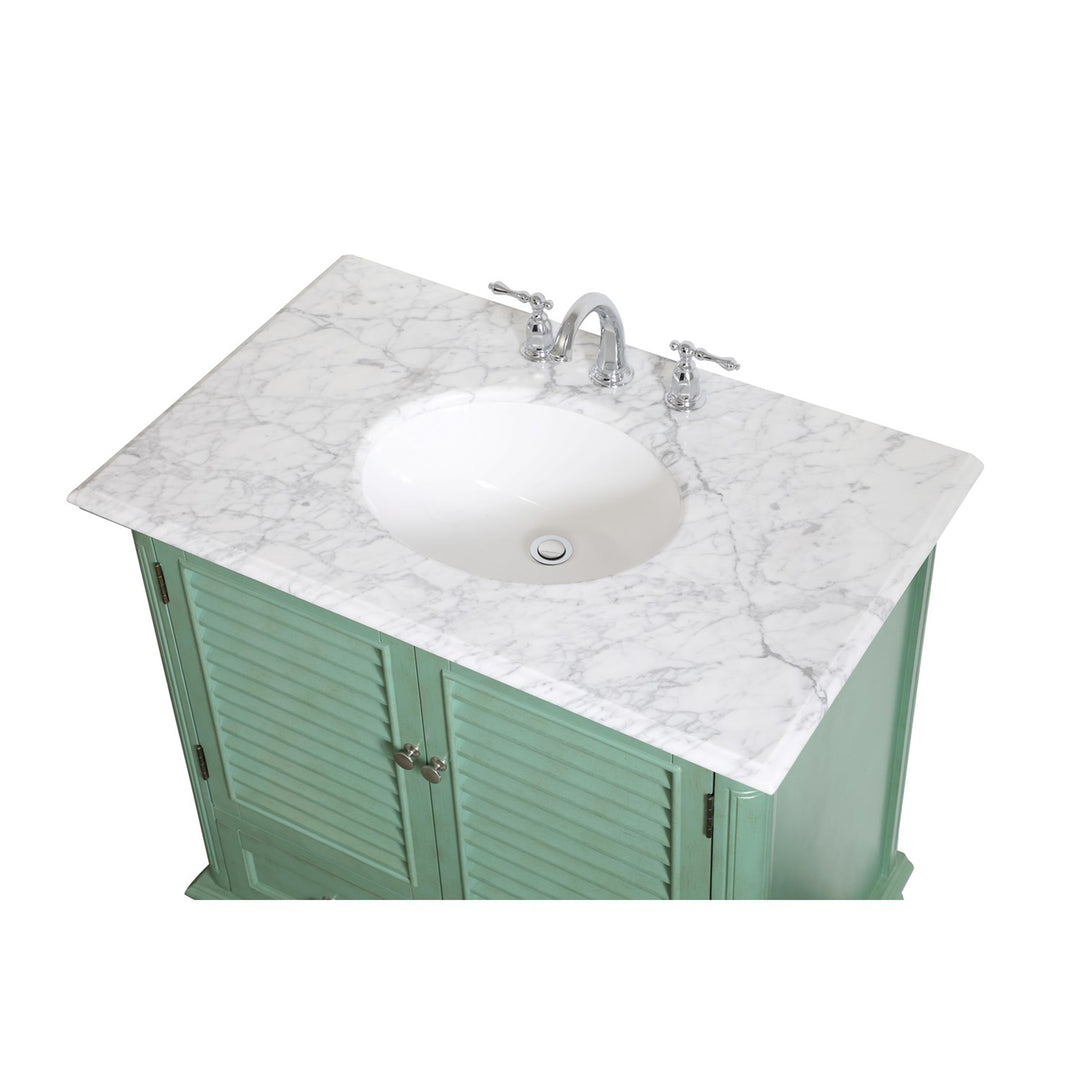 36 Inch Single Bathroom Vanity In Vintage Mint - View 4 - Joshua Marshal
