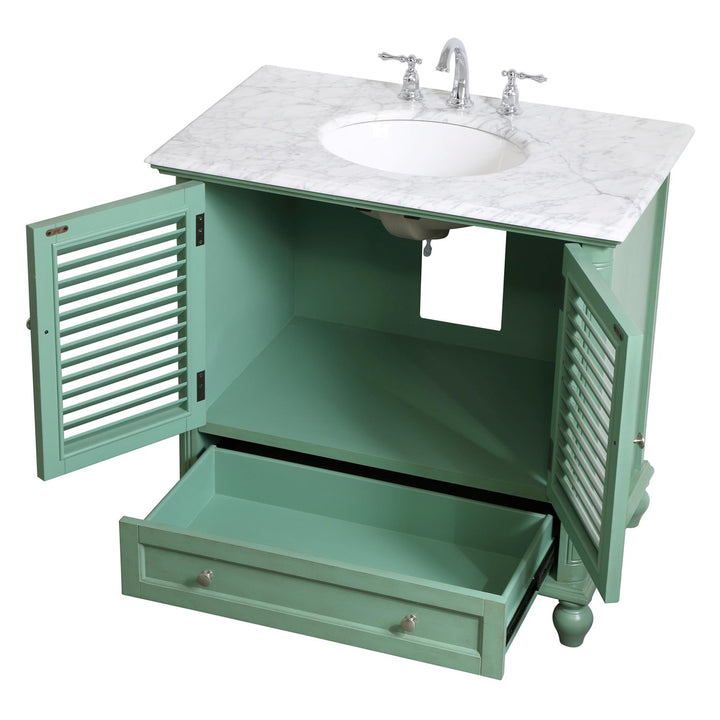 36 Inch Single Bathroom Vanity In Vintage Mint - View 5 - Joshua Marshal