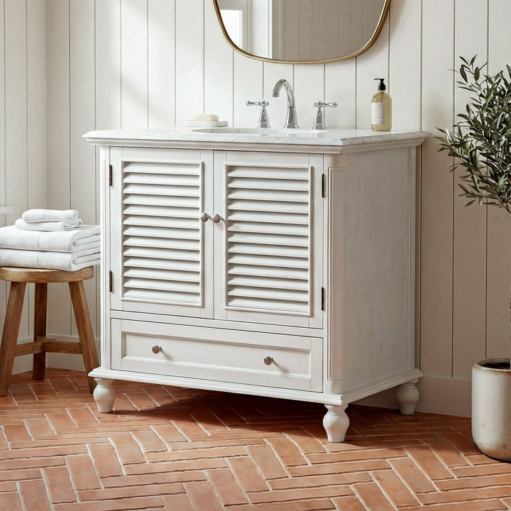 36 Inch Single Bathroom Vanity In Antique White Antique White Finish - KITCHEN & BATH by Joshua Marshal