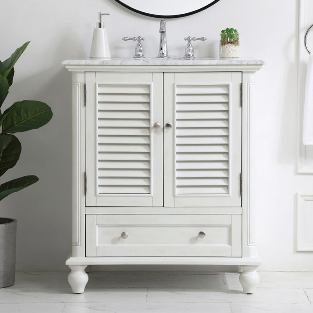 30 Inch Single Bathroom Vanity In Antique White Antique White Finish - KITCHEN & BATH by Joshua Marshal