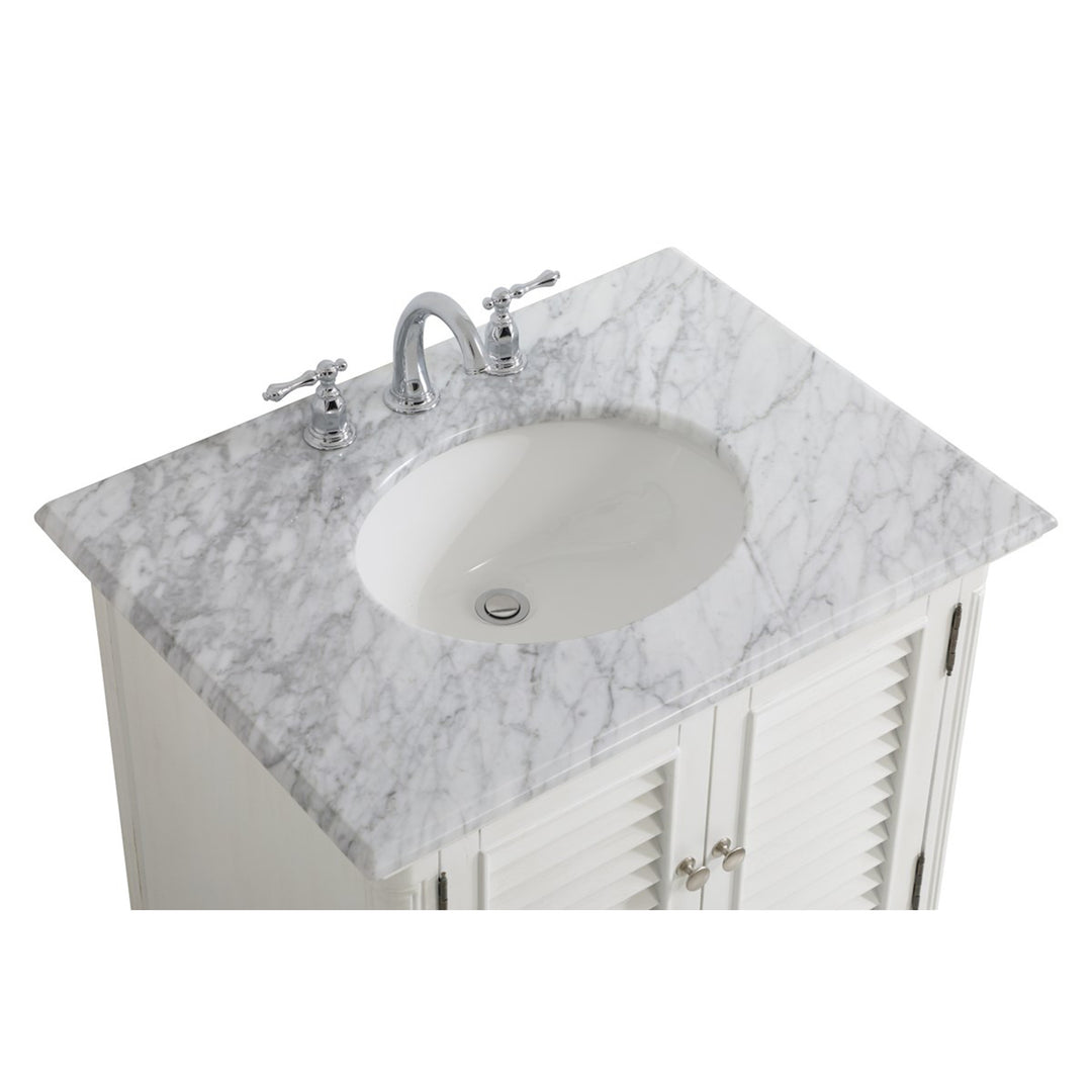 30 Inch Single Bathroom Vanity In Antique White - View 4 - Joshua Marshal