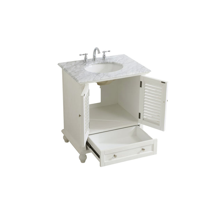 30 Inch Single Bathroom Vanity In Antique White - View 5 - Joshua Marshal