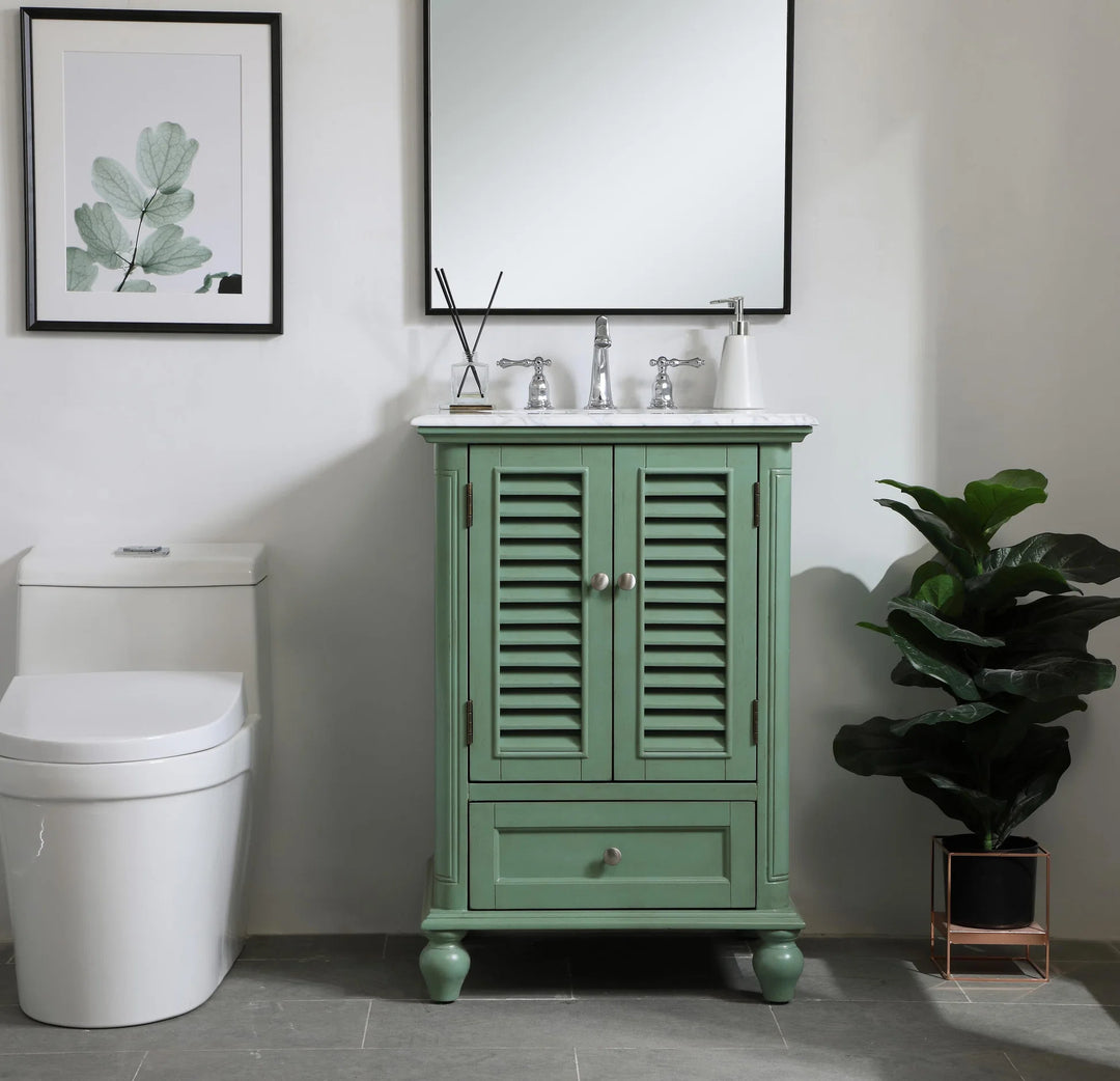 24 Inch Single Bathroom Vanity In Vintage Mint - View 2 - Joshua Marshal