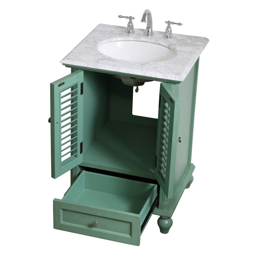 24 Inch Single Bathroom Vanity In Vintage Mint - View 6 - Joshua Marshal
