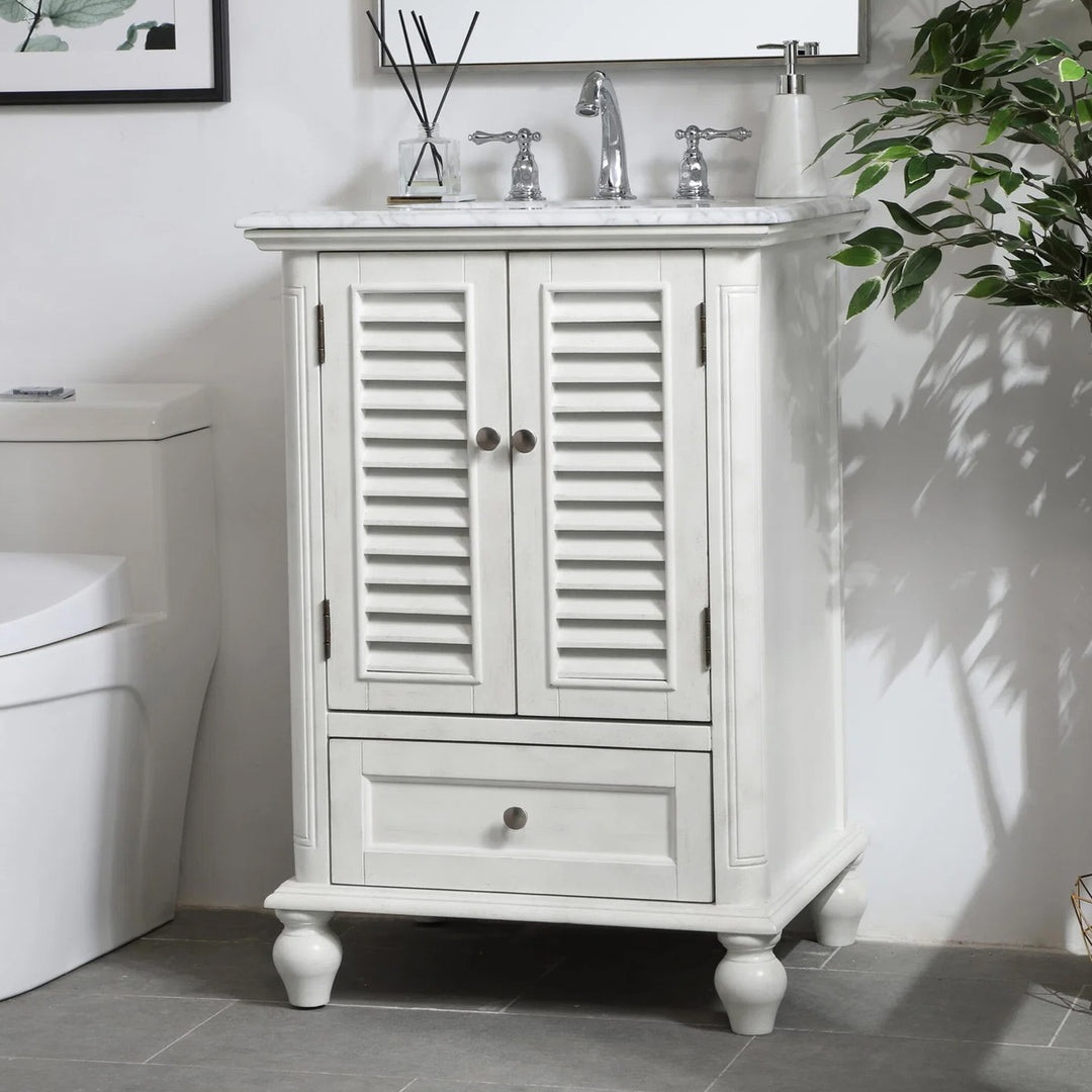 24 Inch Single Bathroom Vanity In Antique White Antique White Finish - KITCHEN & BATH by Joshua Marshal