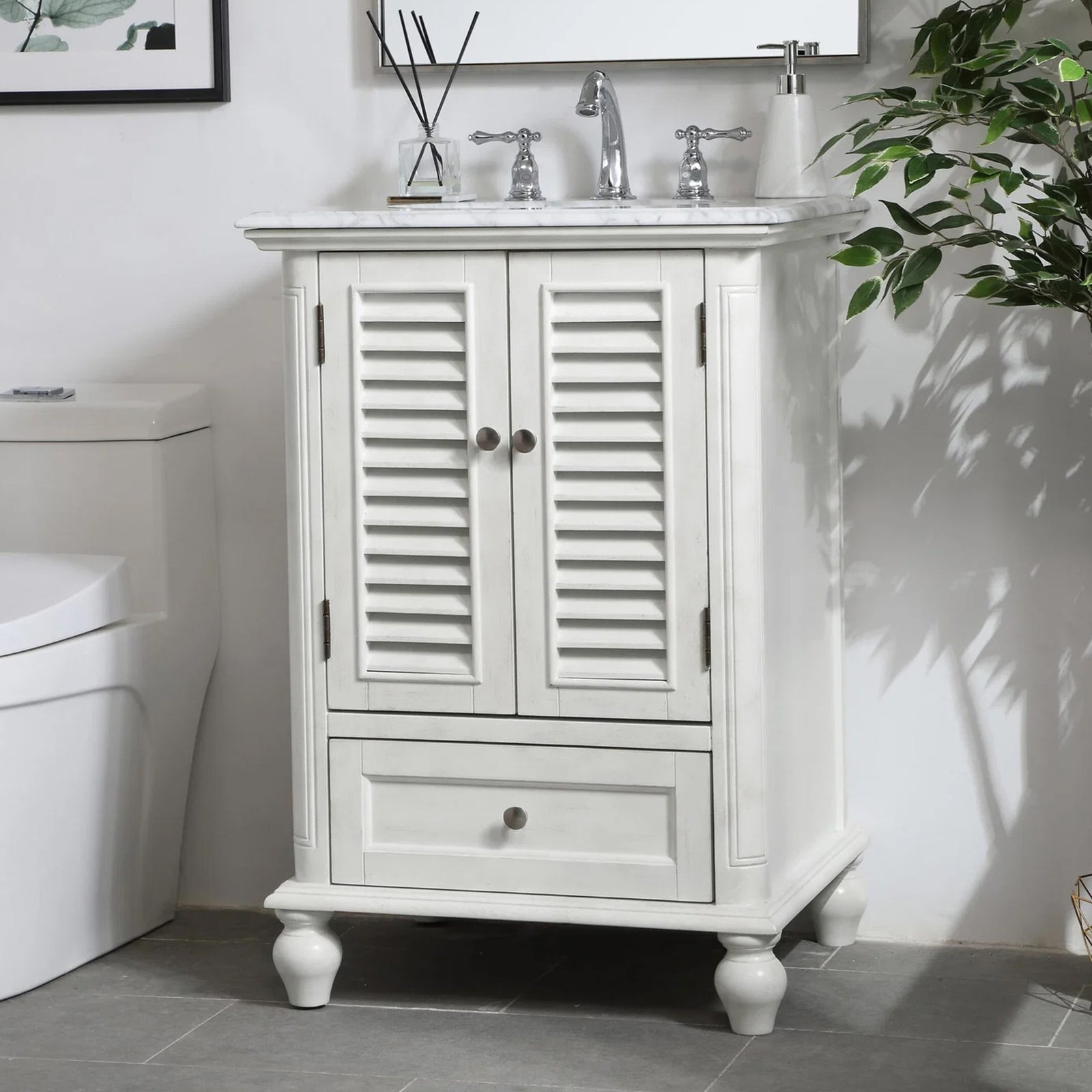 24 Inch Single Bathroom Vanity In Antique White Antique White Finish - KITCHEN & BATH by Joshua Marshal