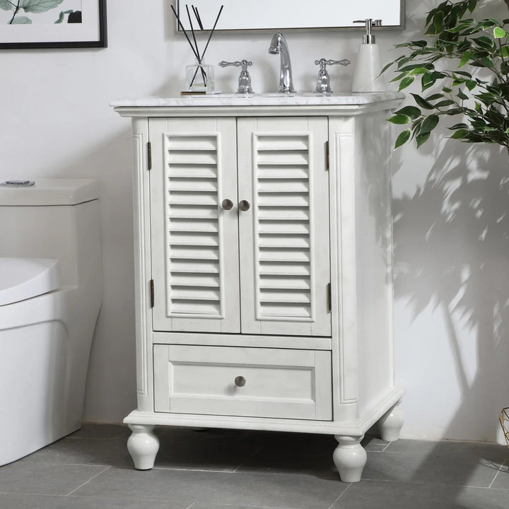 24 Inch Single Bathroom Vanity In Antique White Antique White Finish - KITCHEN & BATH by Joshua Marshal