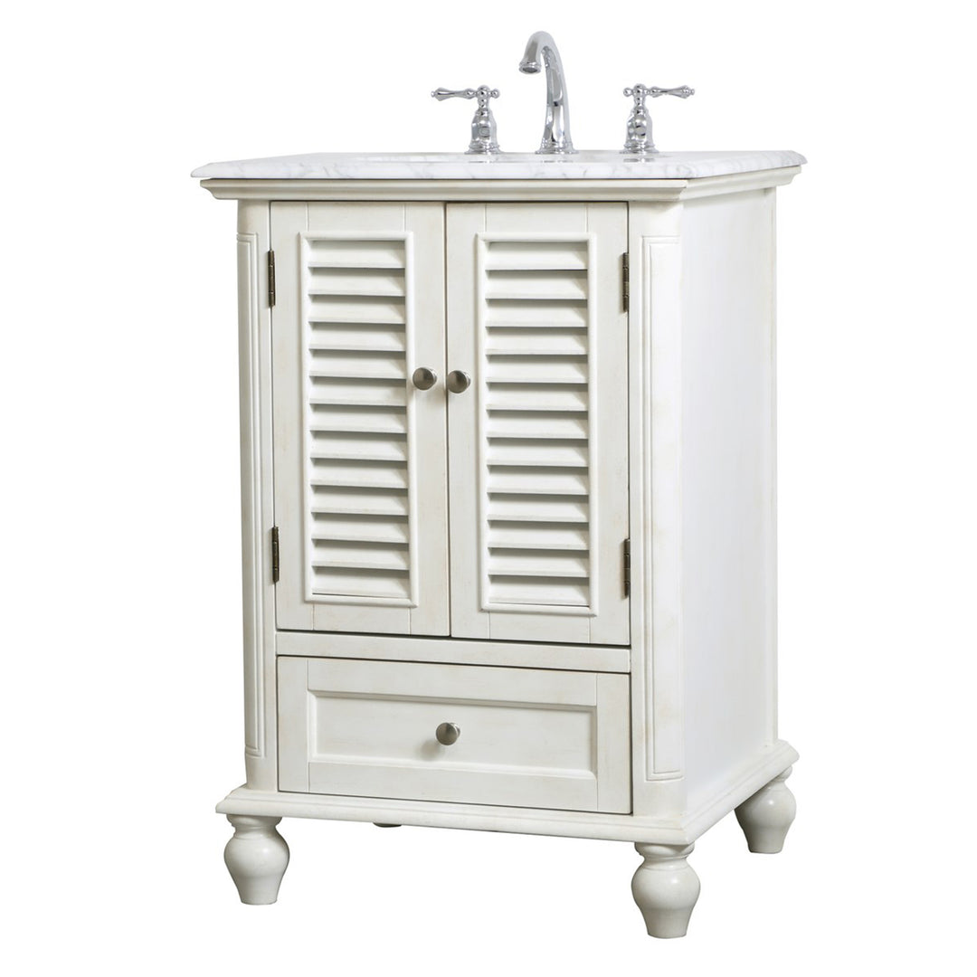 24 Inch Single Bathroom Vanity In Antique White - View 3 - Joshua Marshal