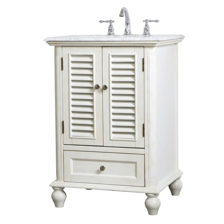 24 Inch Single Bathroom Vanity In Antique White - View 3 - Joshua Marshal