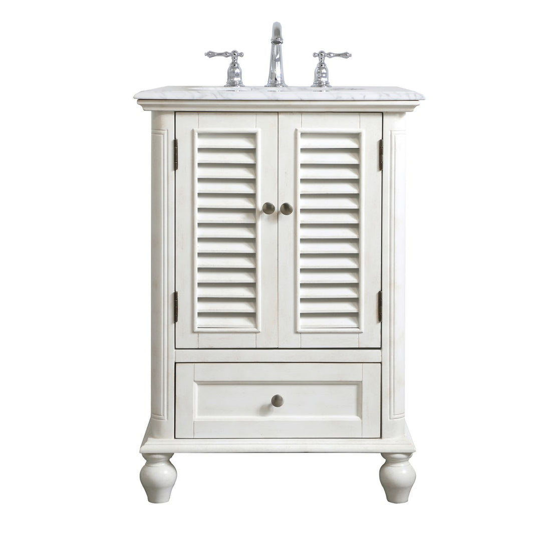 24 Inch Single Bathroom Vanity In Antique White - View 4 - Joshua Marshal