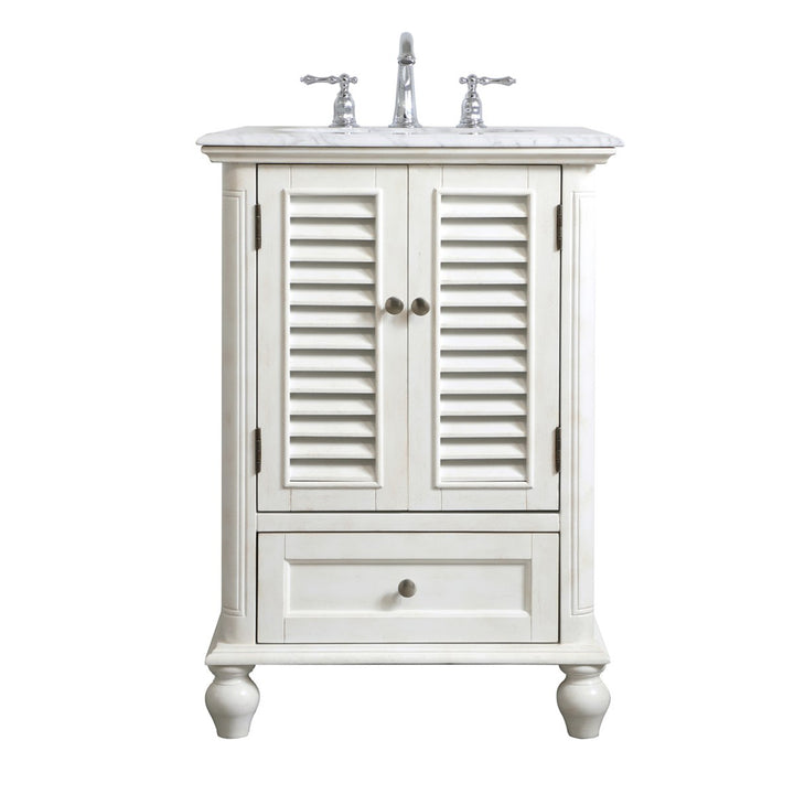 24 Inch Single Bathroom Vanity In Antique White - View 4 - Joshua Marshal