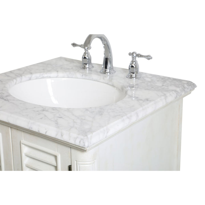 24 Inch Single Bathroom Vanity In Antique White - View 5 - Joshua Marshal