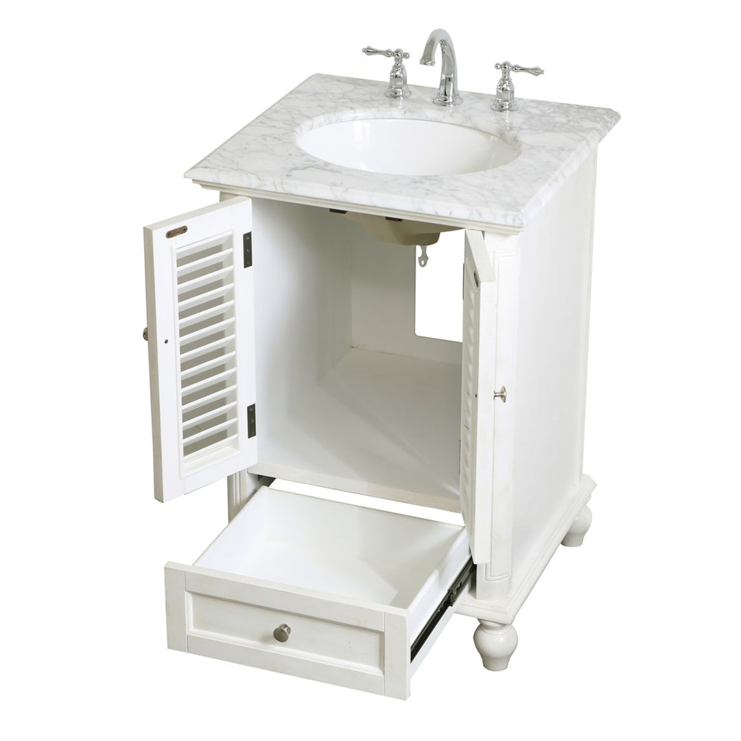 24 Inch Single Bathroom Vanity In Antique White - View 6 - Joshua Marshal
