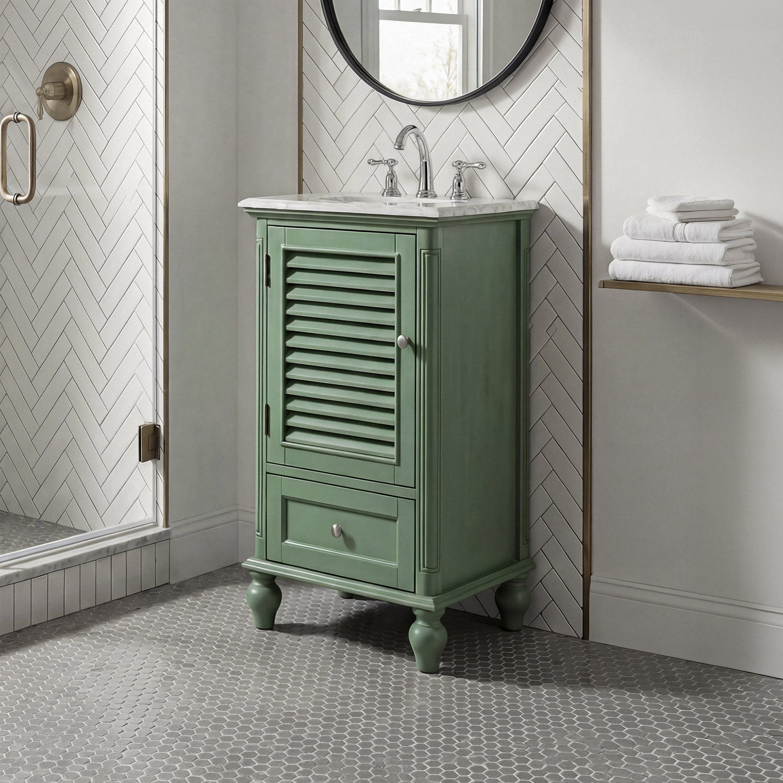 19 Inch Single Bathroom Vanity In Vintage Mint Vintage Mint Finish - KITCHEN & BATH by Joshua Marshal