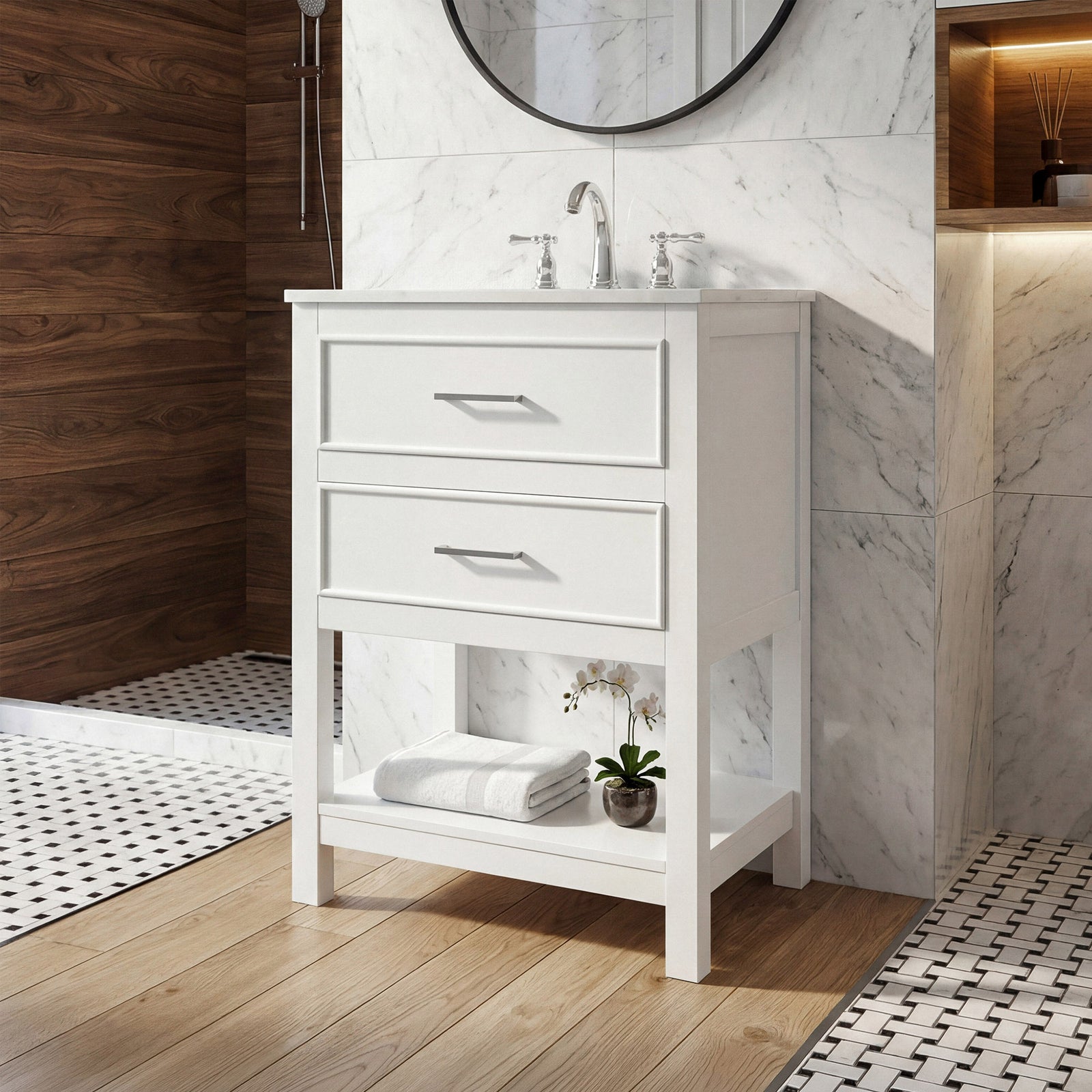 24 Inch Single Bathroom Vanity In White White Finish - KITCHEN & BATH by Joshua Marshal