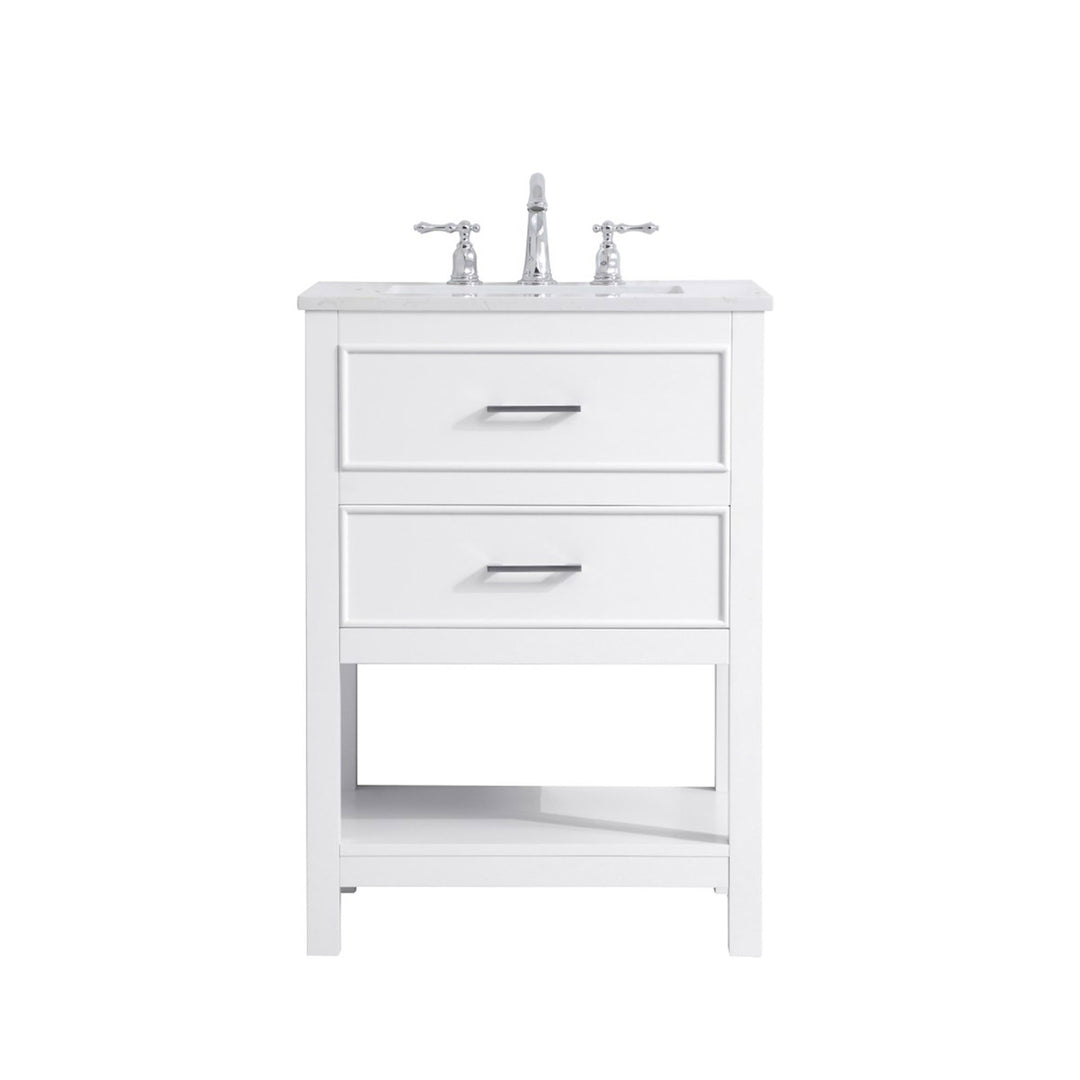 24 Inch Single Bathroom Vanity In White - View 3 - Joshua Marshal