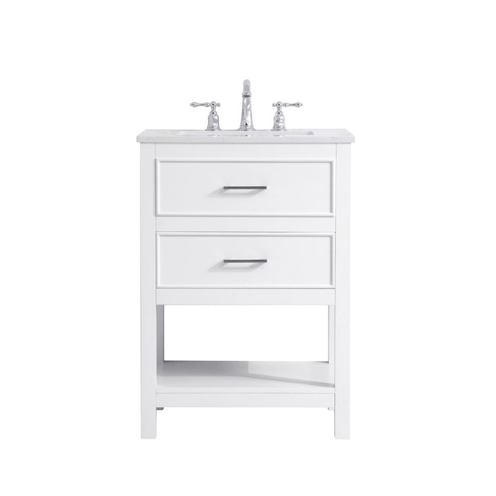 24 Inch Single Bathroom Vanity In White - View 3 - Joshua Marshal