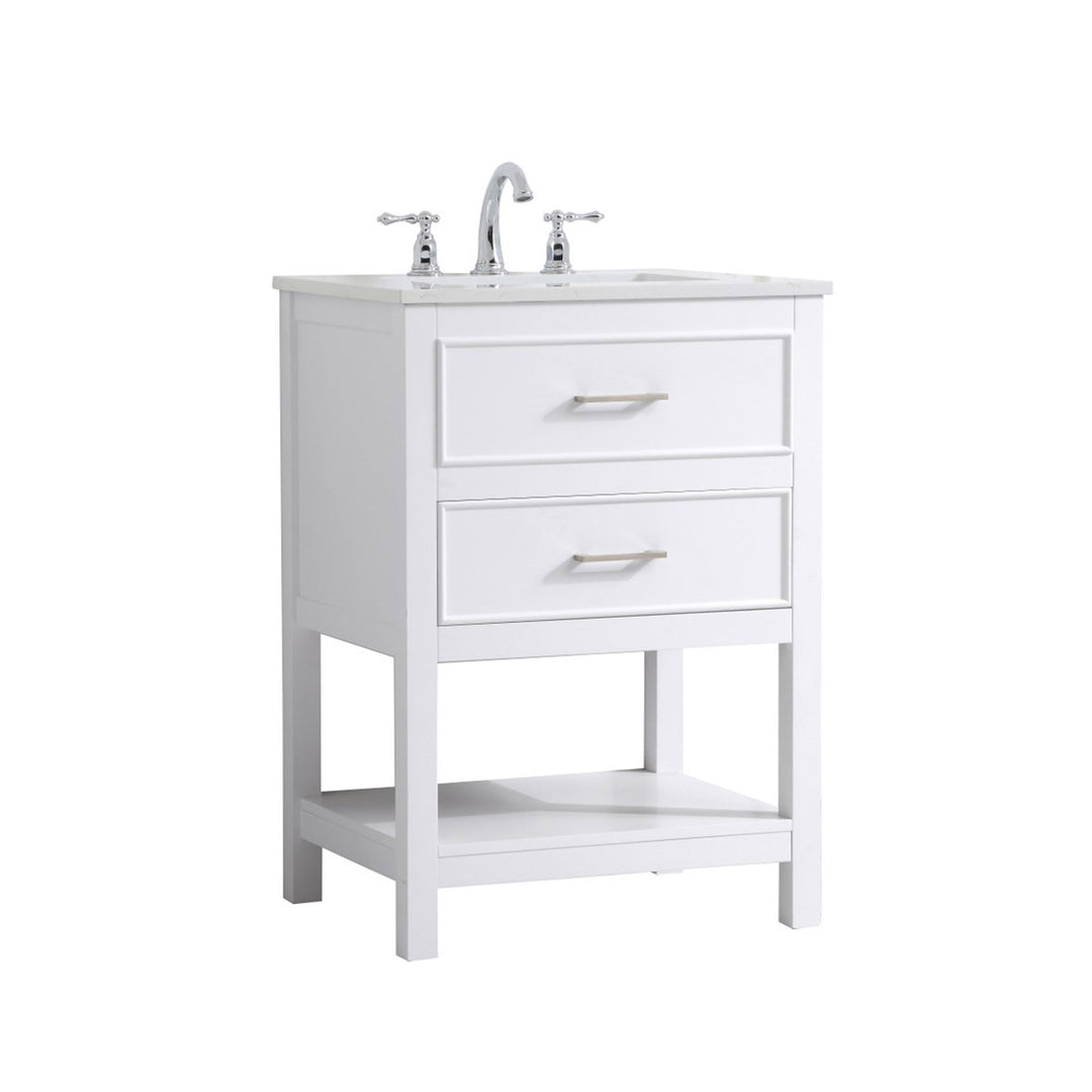 24 Inch Single Bathroom Vanity In White - View 4 - Joshua Marshal