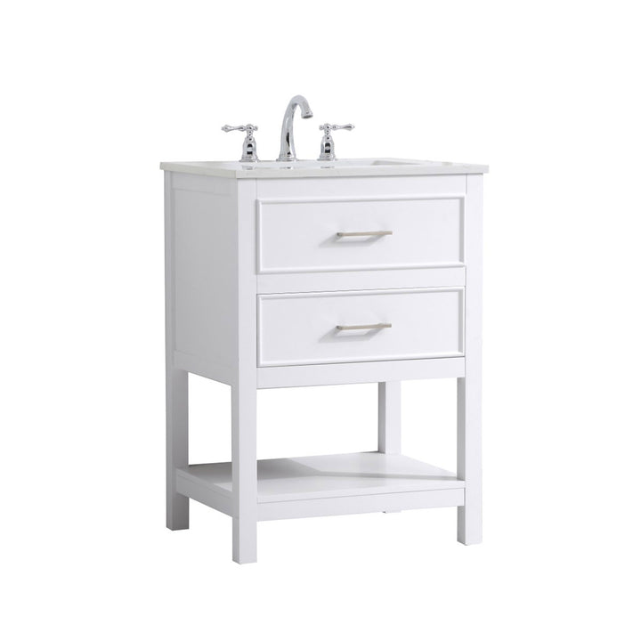 24 Inch Single Bathroom Vanity In White - View 4 - Joshua Marshal