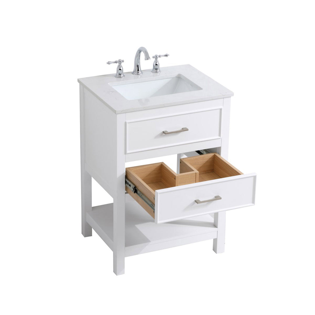 24 Inch Single Bathroom Vanity In White - View 5 - Joshua Marshal