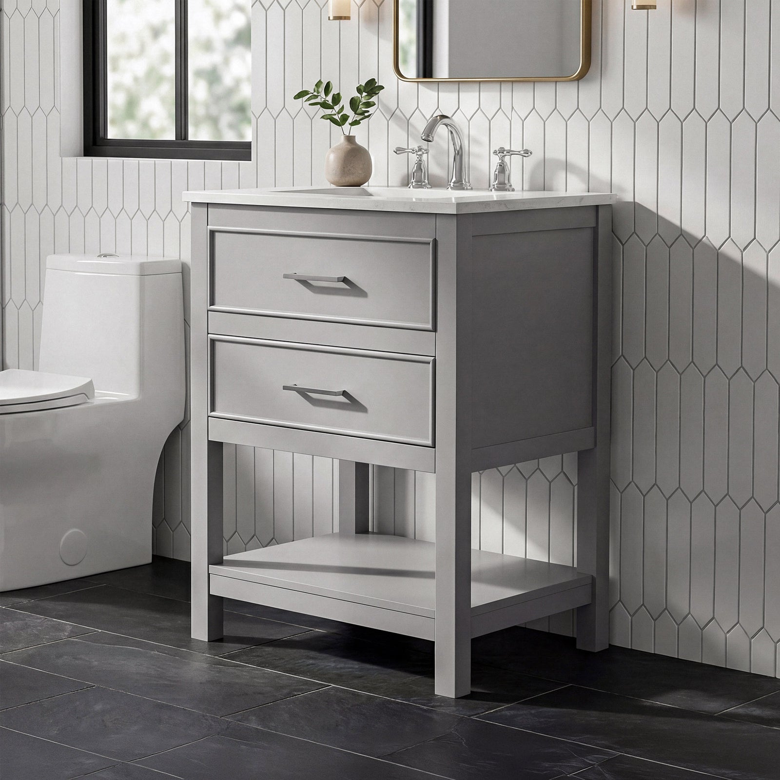 24 Inch Single Bathroom Vanity In Grey Grey Finish - KITCHEN & BATH by Joshua Marshal