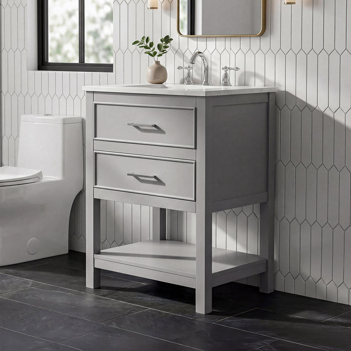 24 Inch Single Bathroom Vanity In Grey Grey Finish - KITCHEN & BATH by Joshua Marshal