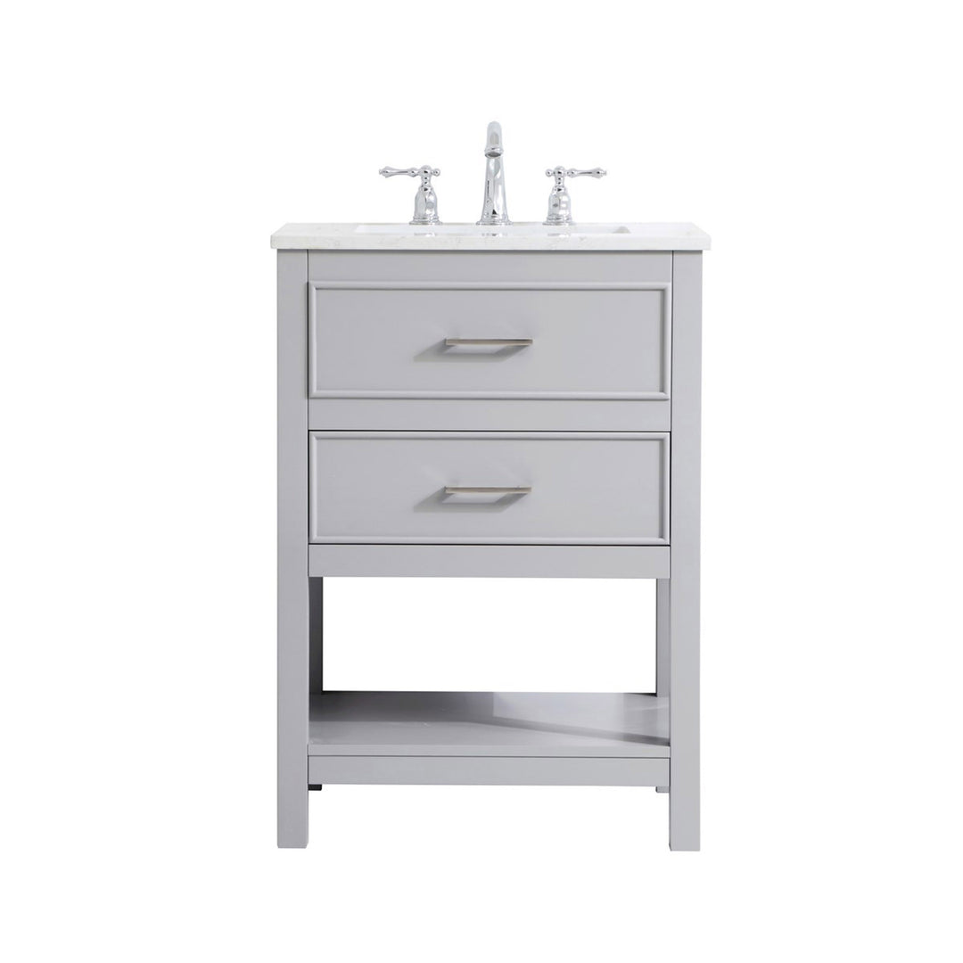 24 Inch Single Bathroom Vanity In Grey - View 3 - Joshua Marshal