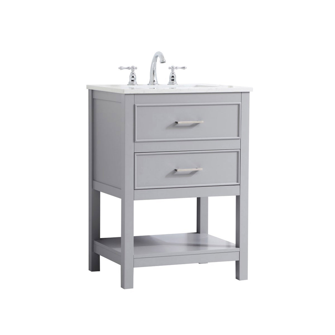 24 Inch Single Bathroom Vanity In Grey - View 4 - Joshua Marshal