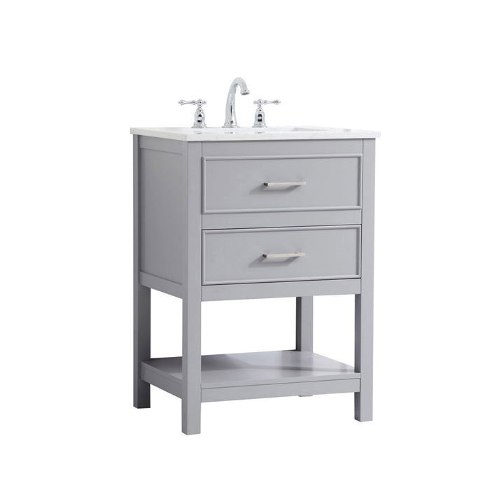 24 Inch Single Bathroom Vanity In Grey - View 4 - Joshua Marshal
