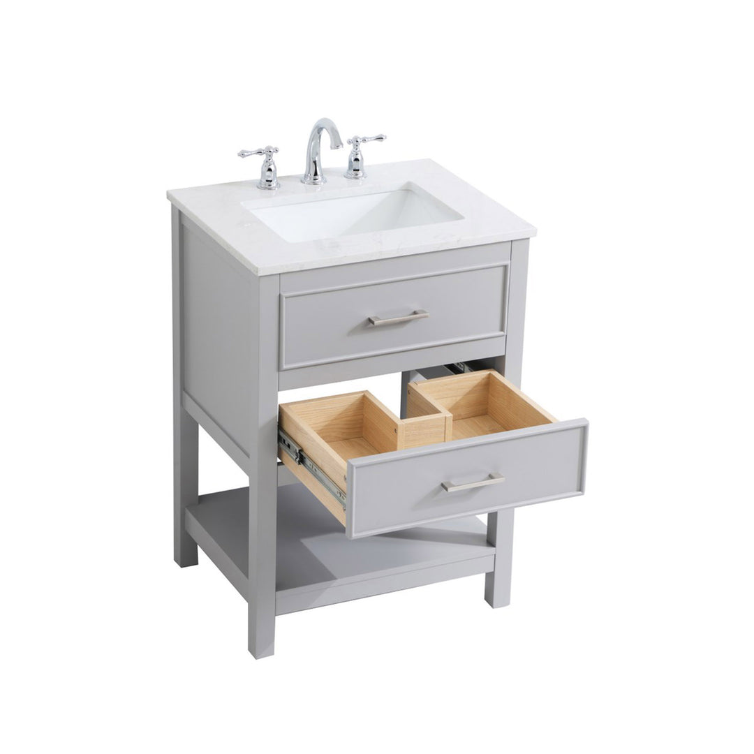 24 Inch Single Bathroom Vanity In Grey - View 5 - Joshua Marshal