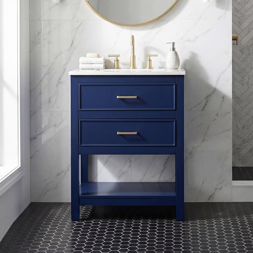 24 Inch Single Bathroom Vanity In Blue Blue Finish - KITCHEN & BATH by Joshua Marshal