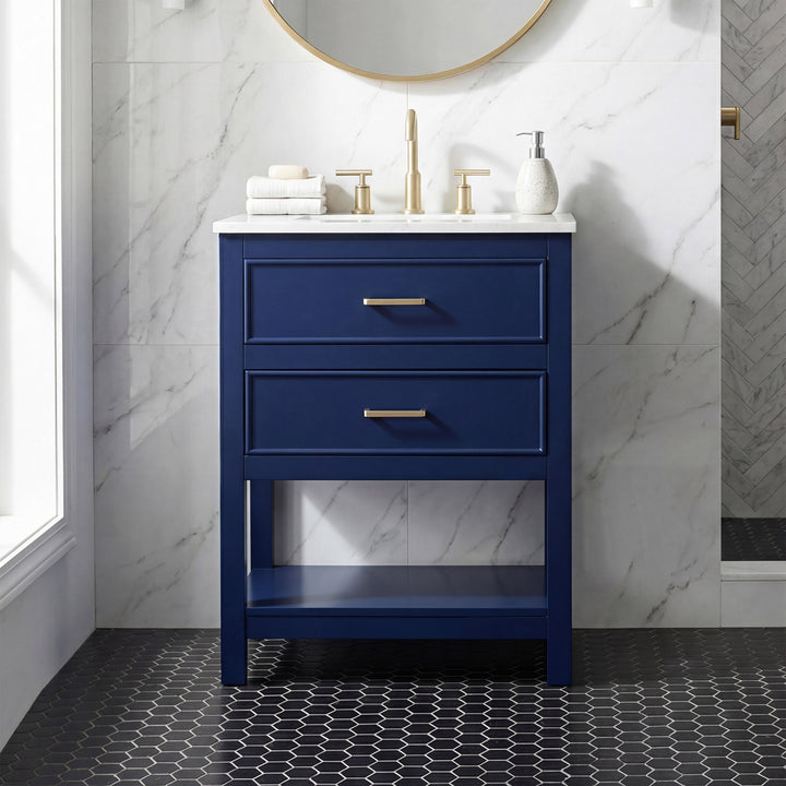 24 Inch Single Bathroom Vanity In Blue Blue Finish - KITCHEN & BATH by Joshua Marshal