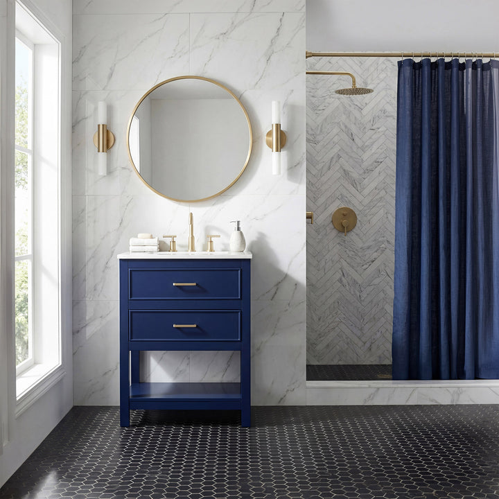 24 Inch Single Bathroom Vanity In Blue - View 2 - Joshua Marshal