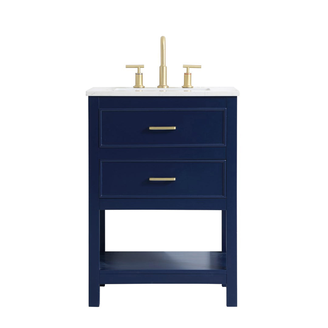 24 Inch Single Bathroom Vanity In Blue - View 3 - Joshua Marshal