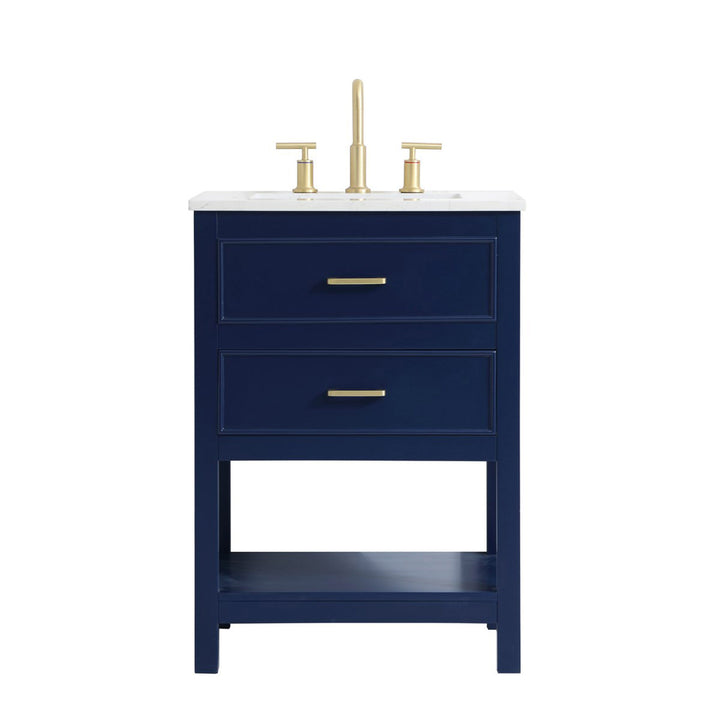 24 Inch Single Bathroom Vanity In Blue - View 3 - Joshua Marshal