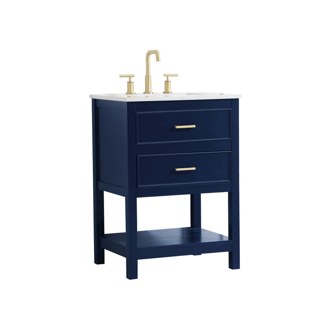 24 Inch Single Bathroom Vanity In Blue - View 4 - Joshua Marshal