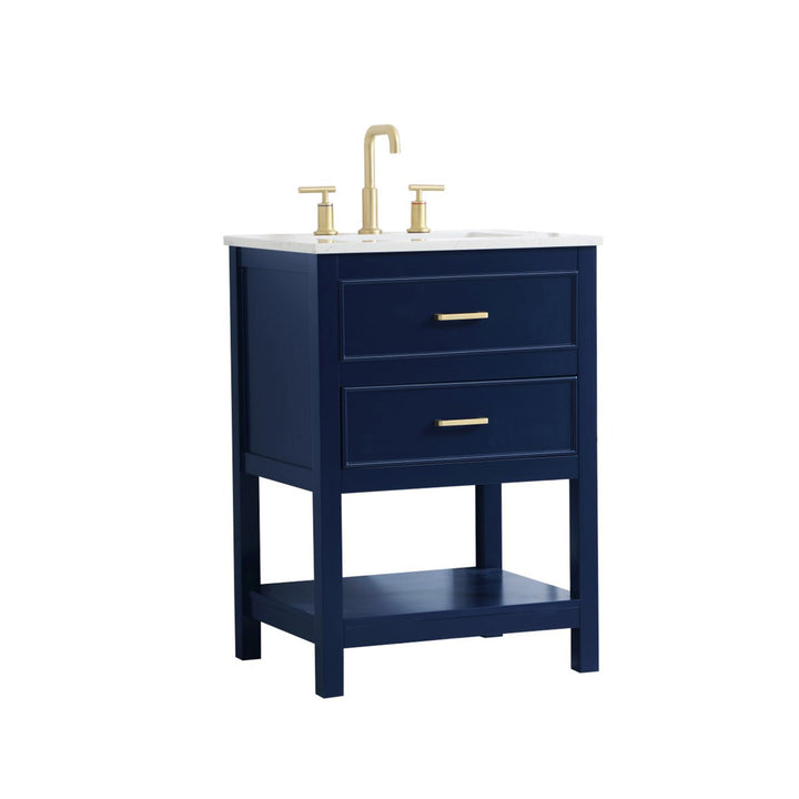 24 Inch Single Bathroom Vanity In Blue - View 4 - Joshua Marshal