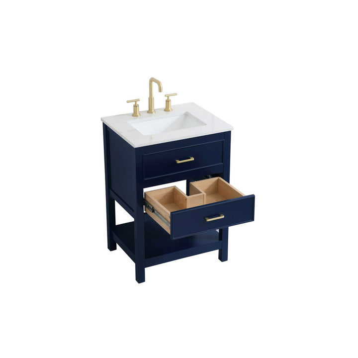 24 Inch Single Bathroom Vanity In Blue - View 5 - Joshua Marshal