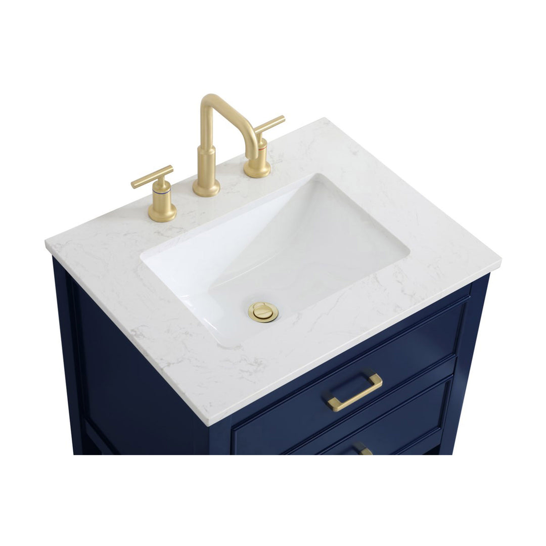 24 Inch Single Bathroom Vanity In Blue - View 6 - Joshua Marshal