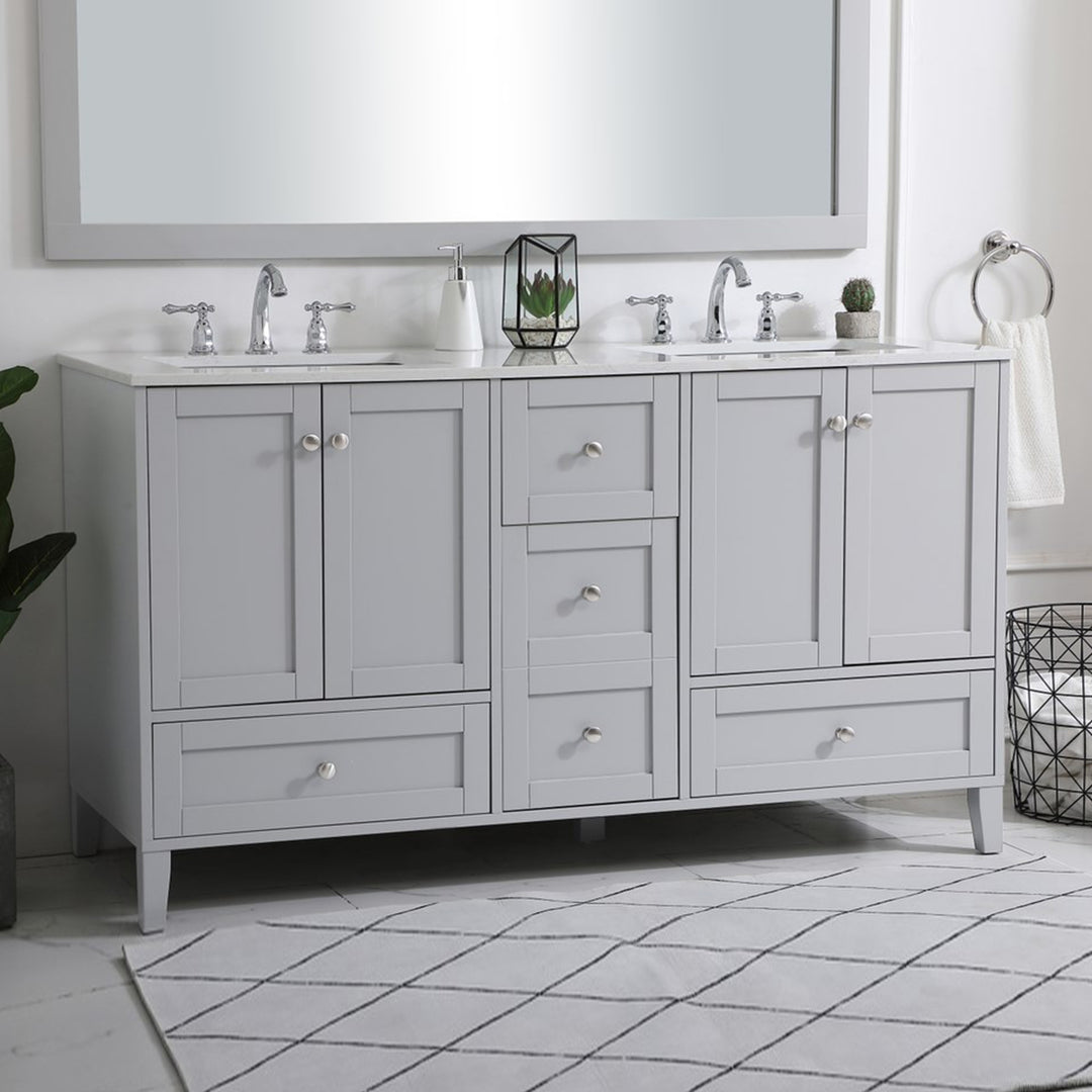 60 Inch Double Bathroom Vanity In Grey Grey Finish - KITCHEN & BATH by Joshua Marshal