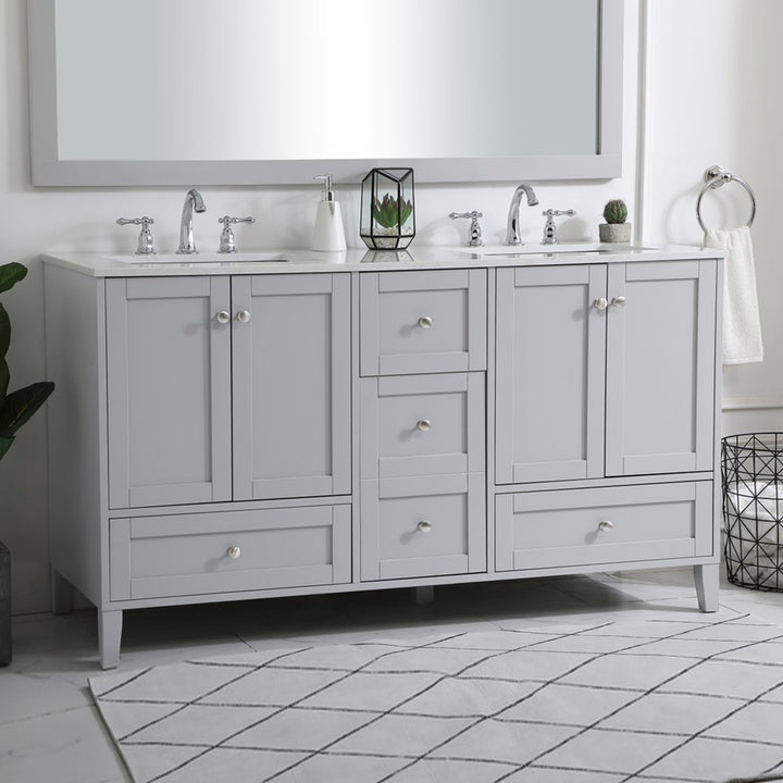 60 Inch Double Bathroom Vanity In Grey Grey Finish - KITCHEN & BATH by Joshua Marshal