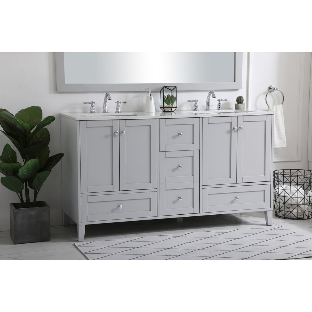 60 Inch Double Bathroom Vanity In Grey - View 2 - Joshua Marshal