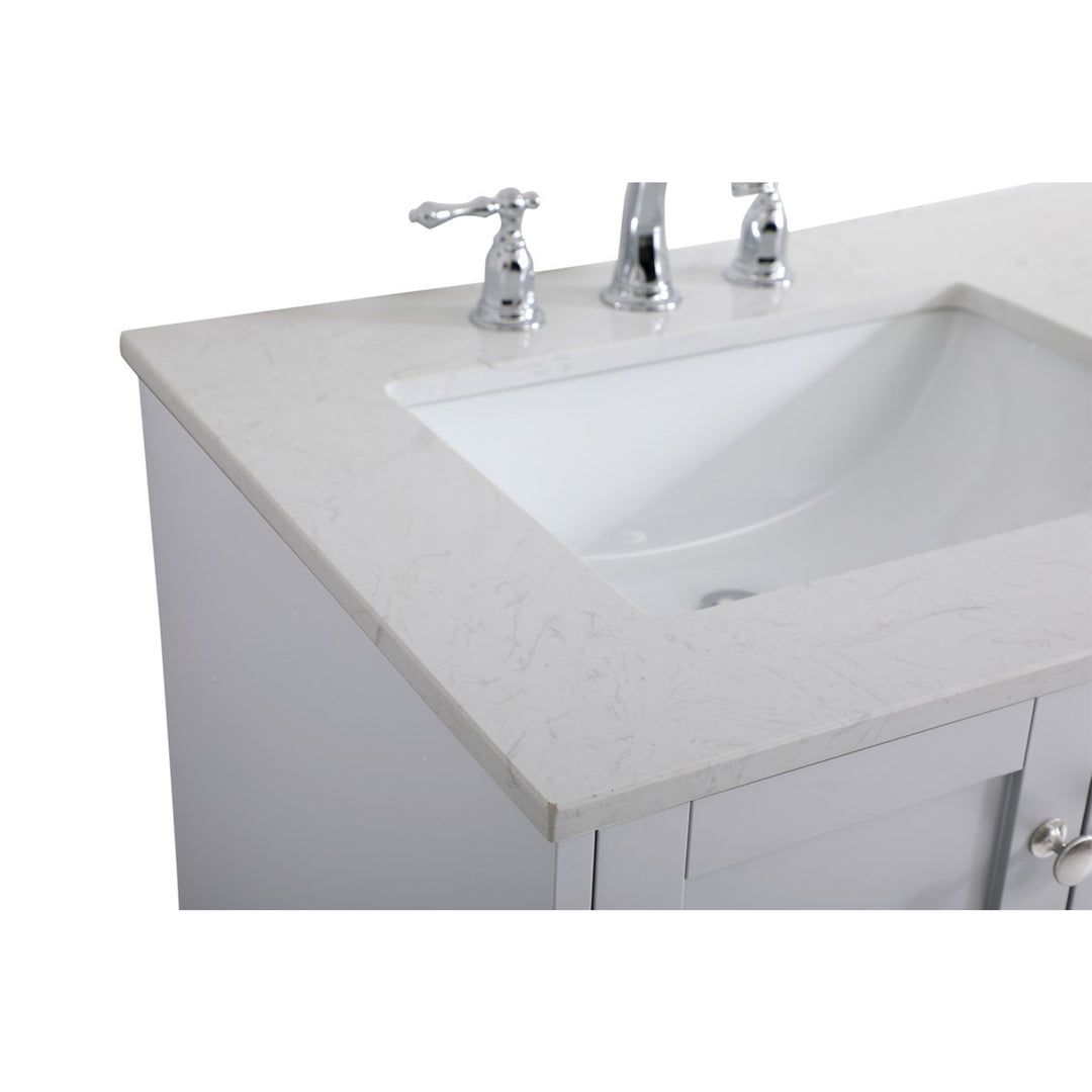 60 Inch Double Bathroom Vanity In Grey - View 6 - Joshua Marshal