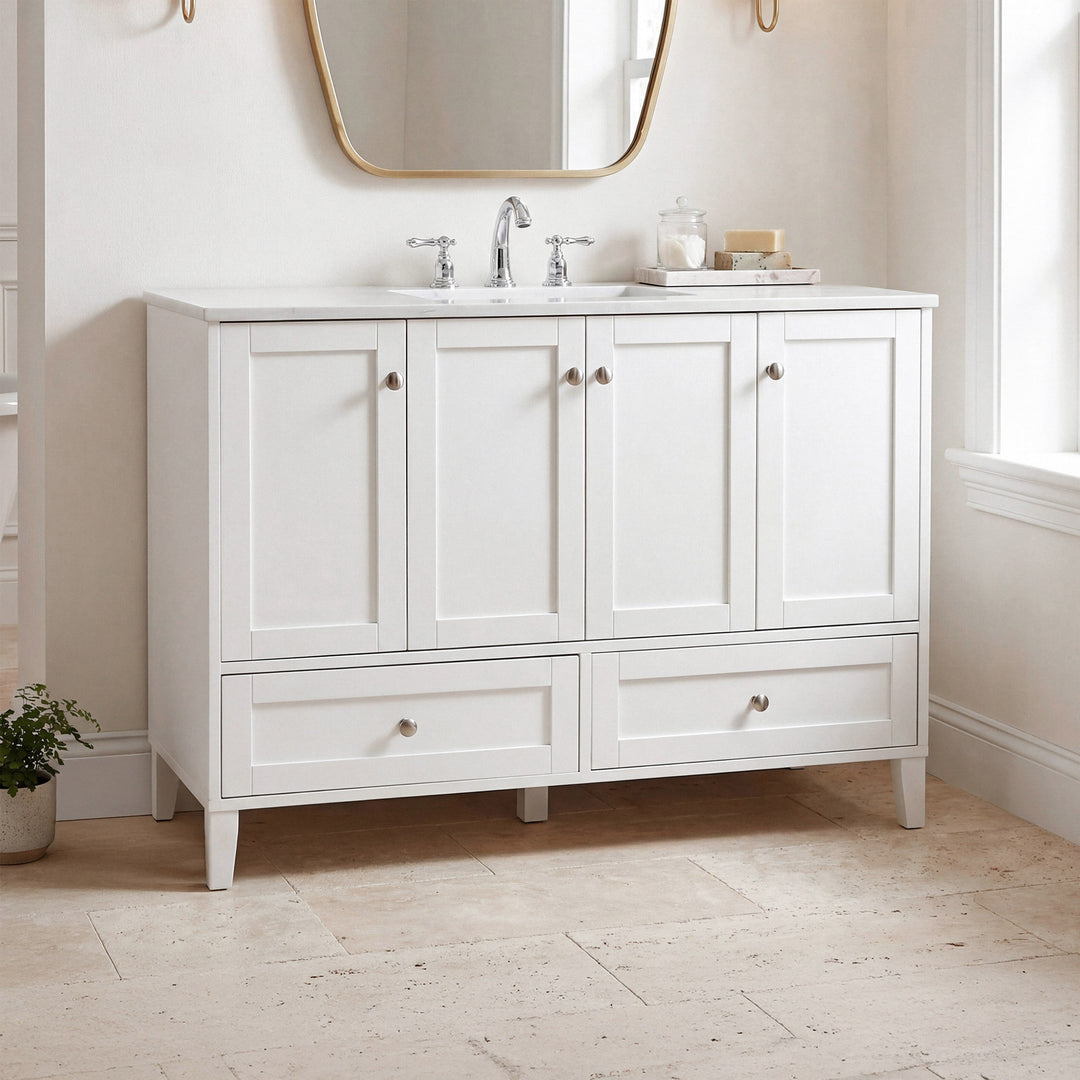 48 Inch Single Bathroom Vanity In White White Finish - KITCHEN & BATH by Joshua Marshal