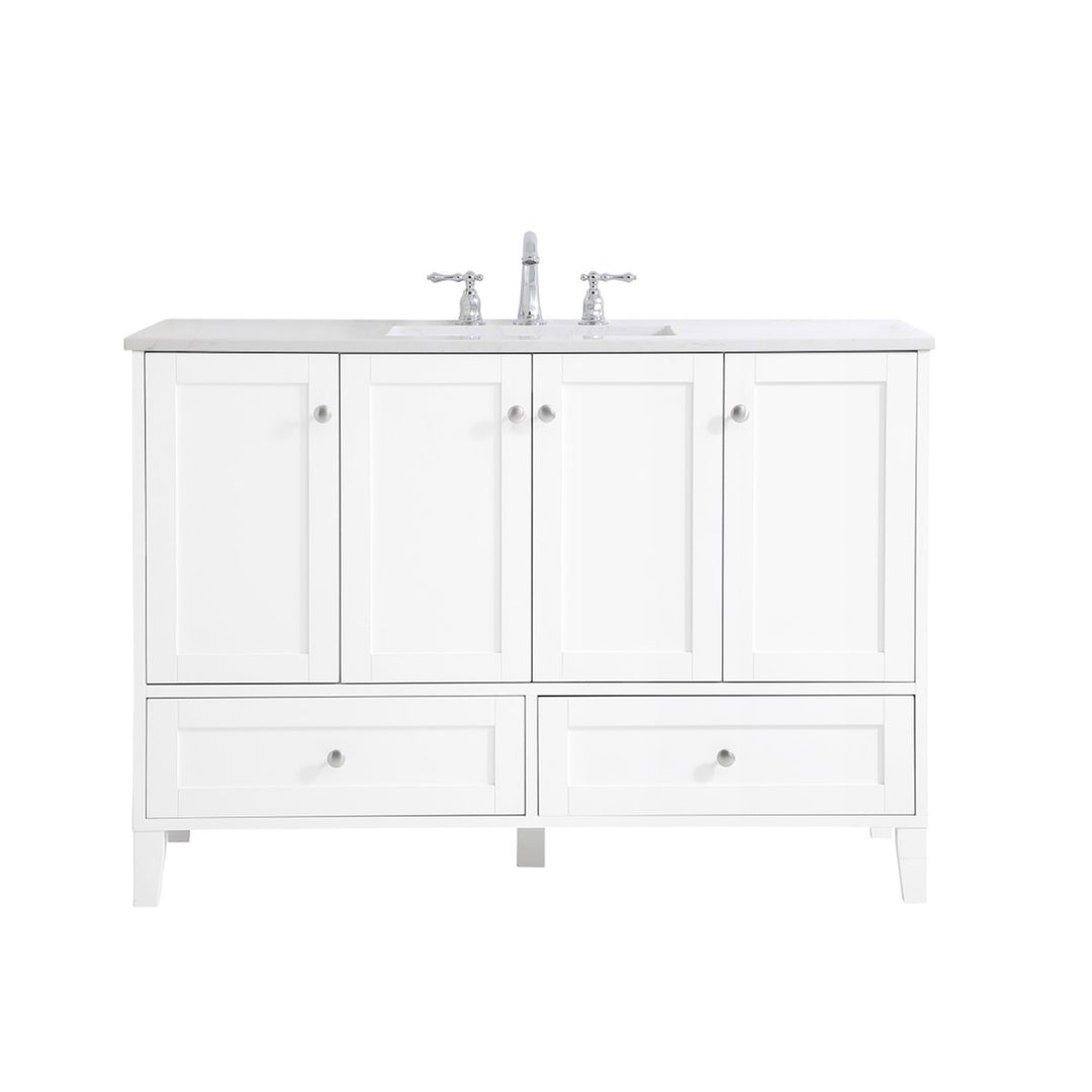 48 Inch Single Bathroom Vanity In White - View 3 - Joshua Marshal