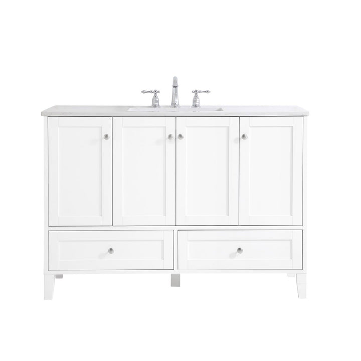 48 Inch Single Bathroom Vanity In White - View 3 - Joshua Marshal