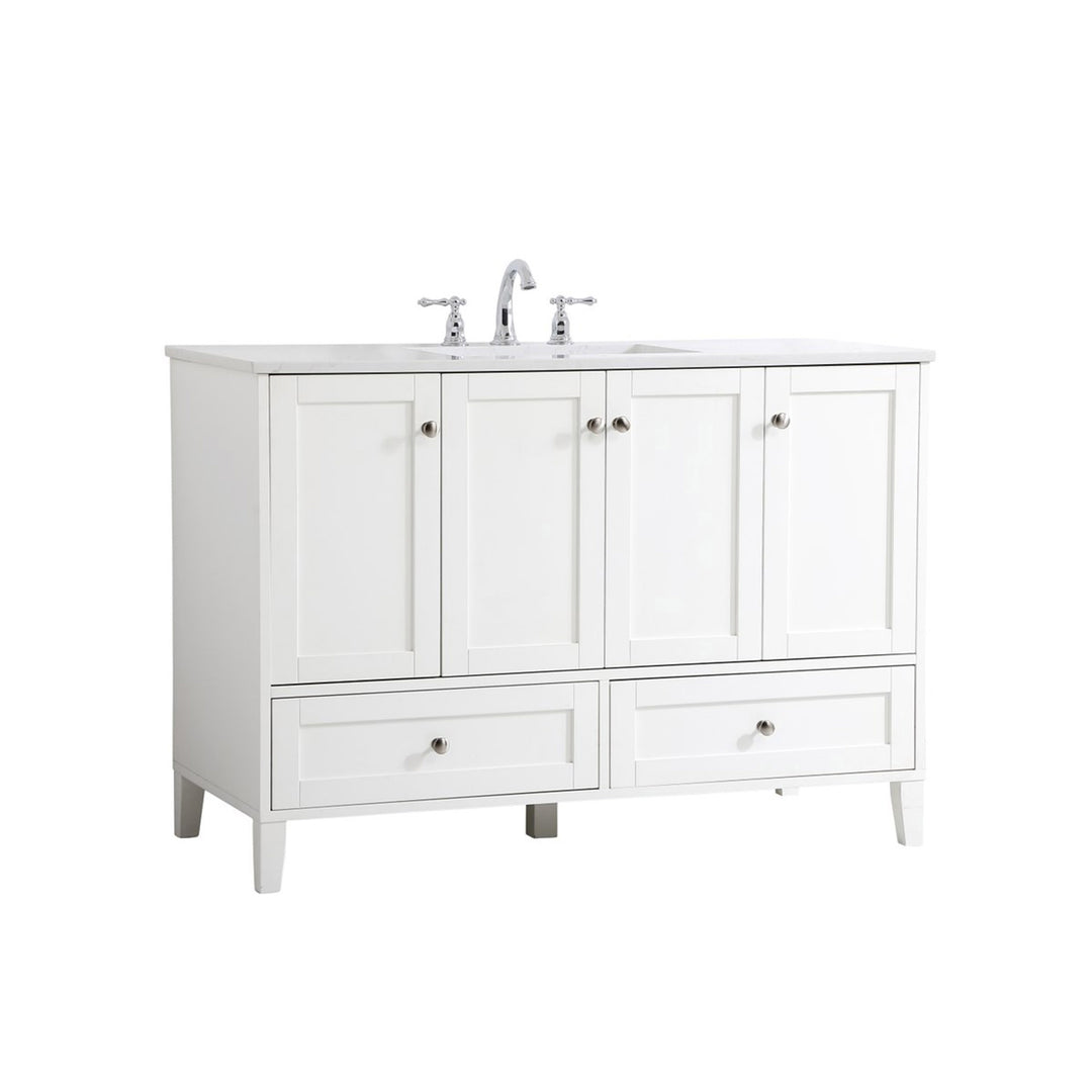 48 Inch Single Bathroom Vanity In White - View 4 - Joshua Marshal