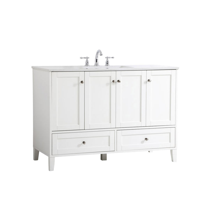 48 Inch Single Bathroom Vanity In White - View 4 - Joshua Marshal
