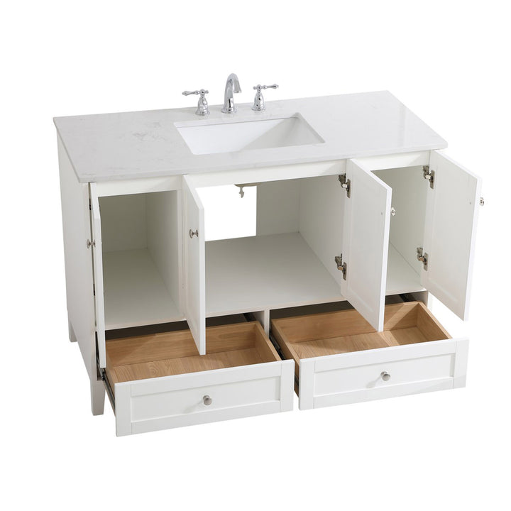 48 Inch Single Bathroom Vanity In White - View 5 - Joshua Marshal