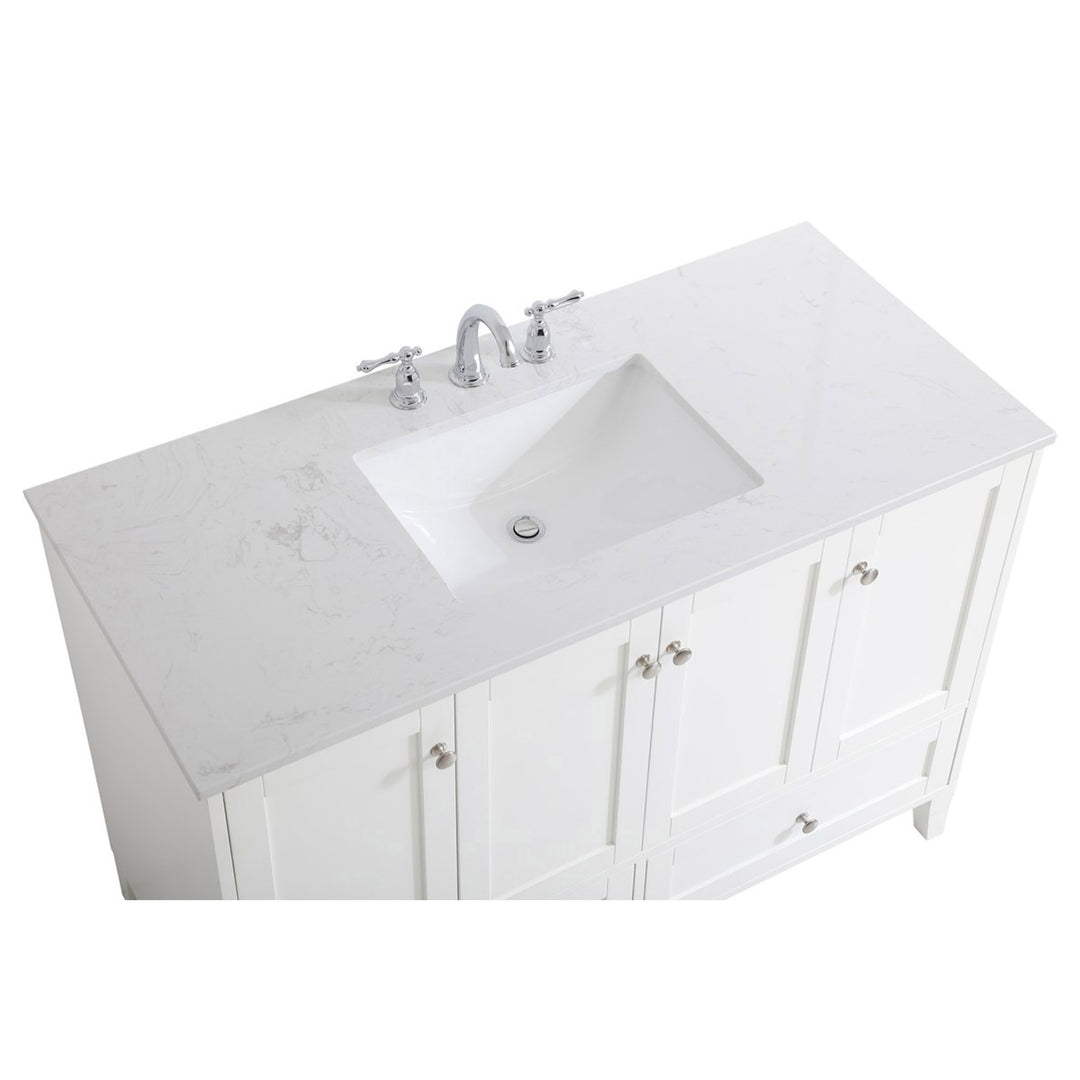 48 Inch Single Bathroom Vanity In White - View 6 - Joshua Marshal